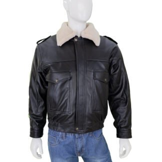 Chamarra de Piel de Borrego para Caballero Piloto Con Forro Desmontable de Lana Natural