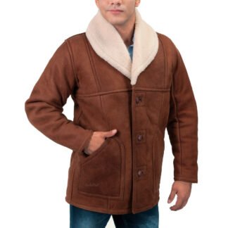 Abrigo De Piel De Borrego Para Caballero Con Forro de Lana Natural