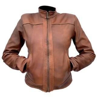 Chamarra de Piel de Borrego Acabado Veteado para Dama Magally