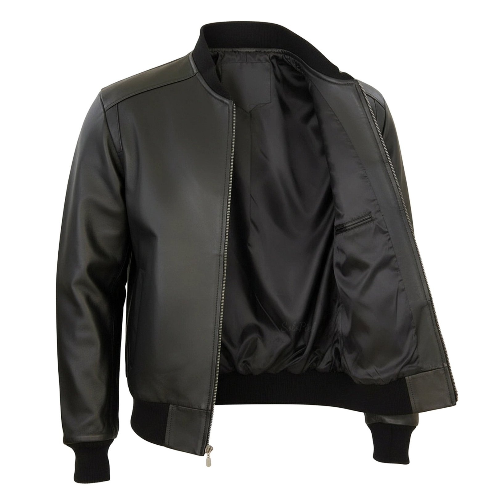 Chamarra de Piel de Borrego Para Caballero Estilo Bomber con Cardigan Bayron - Image 3