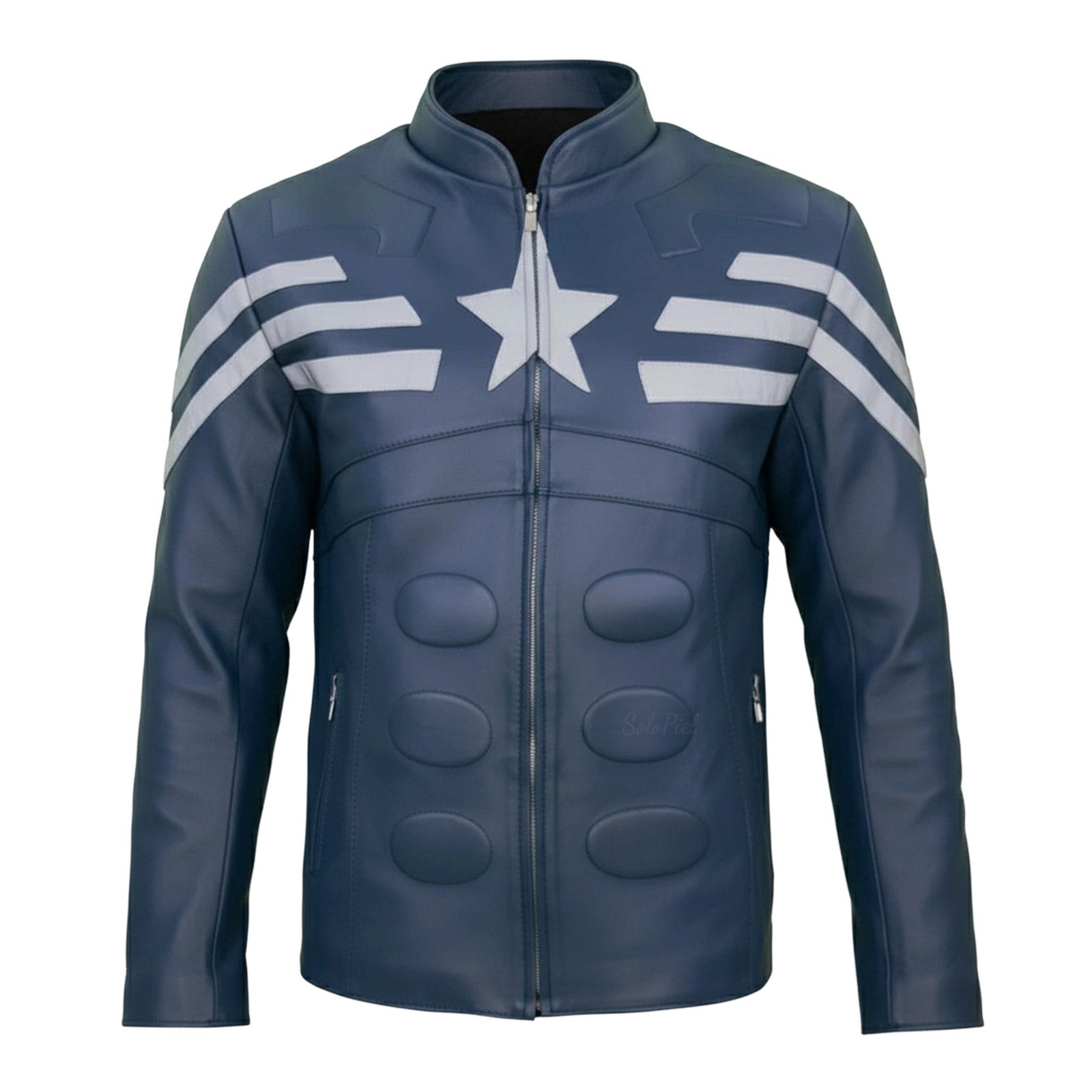 Chamarra de Piel de Borrego para Caballero Estilo Capitán América - Image 5