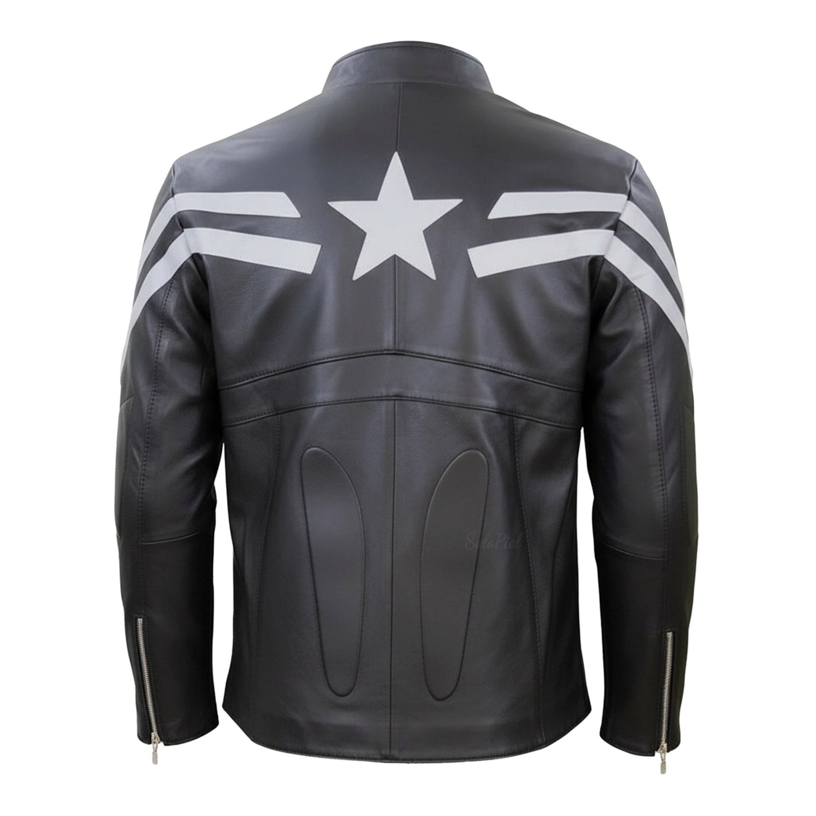 Chamarra de Piel de Borrego para Caballero Estilo Capitán América - Image 3