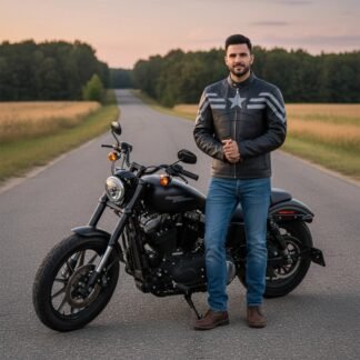 Chamarra de Piel de Borrego para Caballero Estilo Capitán América