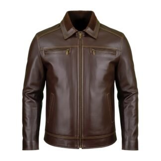 Chamarra de Piel Para Caballero con Forro de Borrega César