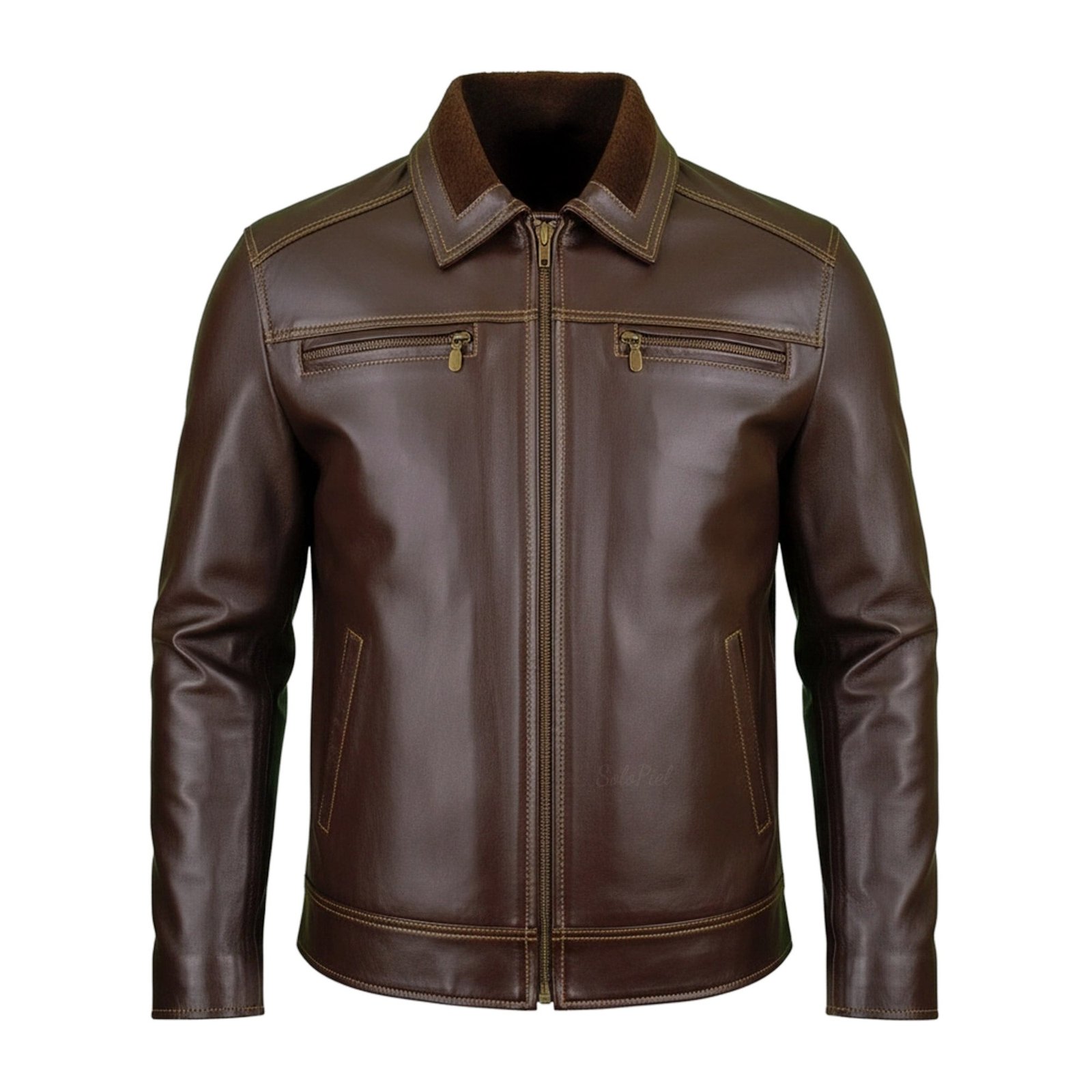 Chamarra de Piel Para Caballero con Forro de Borrega César