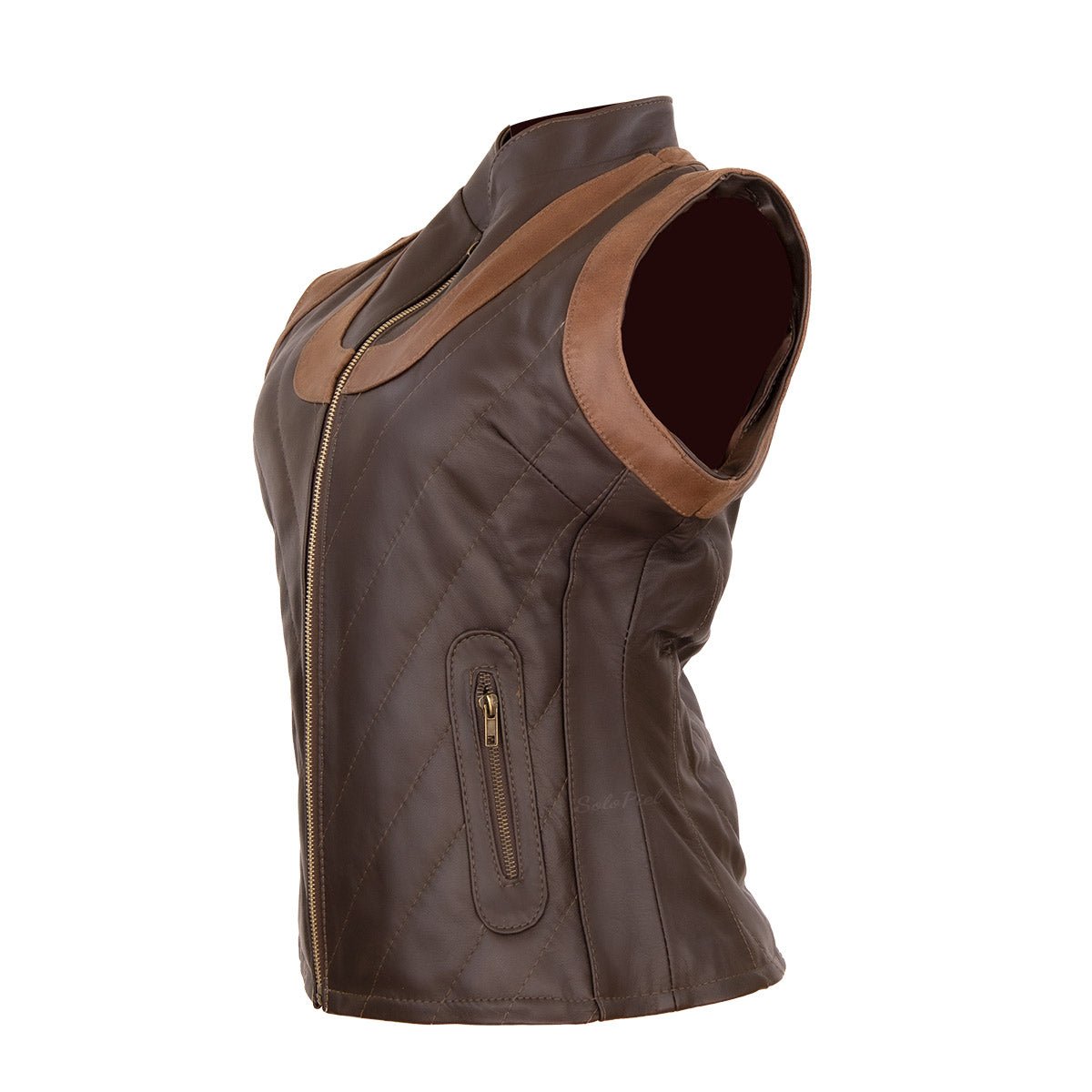 Chaleco de Piel de Borrego Combinado para Dama Amanda - Image 3