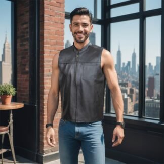 Chaleco de Piel de Borrego Para Hombre Estilo Mezclilla
