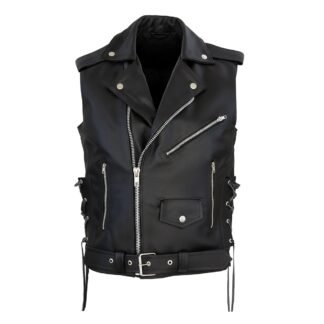 Chaleco de Piel Gruesa para Caballero Estilo Rockero