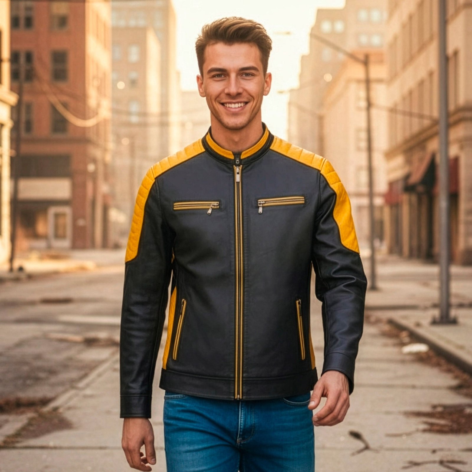 Chamarra de Piel de Borrego Para Caballero Combinada Con Franjas Daytona - Image 2