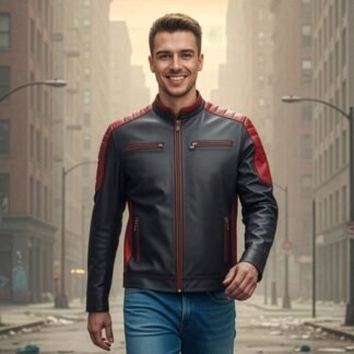 Chamarra de Piel de Borrego Para Caballero Combinada Con Franjas Daytona