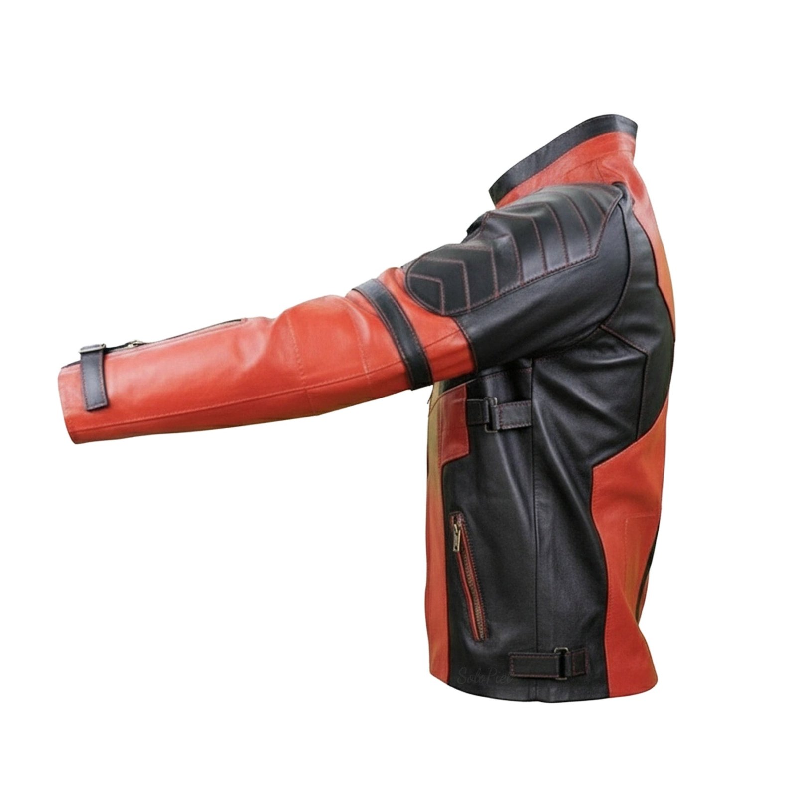 Chamarra de Piel de Borrego para Caballero Estilo Deadpool - Image 2