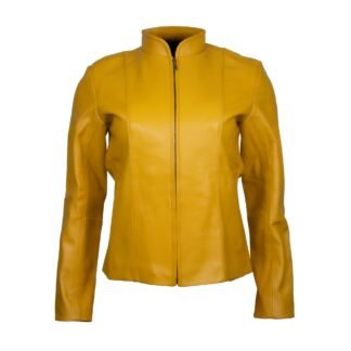 Chamarra de Piel de Borrego para Dama Mostaza Corte Regular Ely