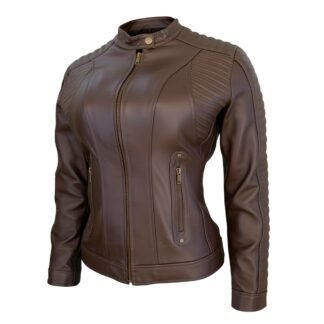 Chamarra  de Piel de Borrego Acabado Drapeado para Dama Frida Slim