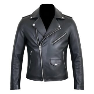 Chamarra de Piel de Borrego para Caballero Estilo Rockero Cierre Cruzado IKER