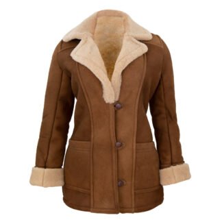 Abrigo de Piel de Borrego para Dama Con Forro de Lana Natural Kentucky