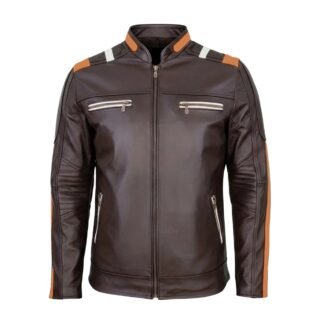 Chamarra de Piel de Borrego Para Caballero Combinada Con Franjas Lucca