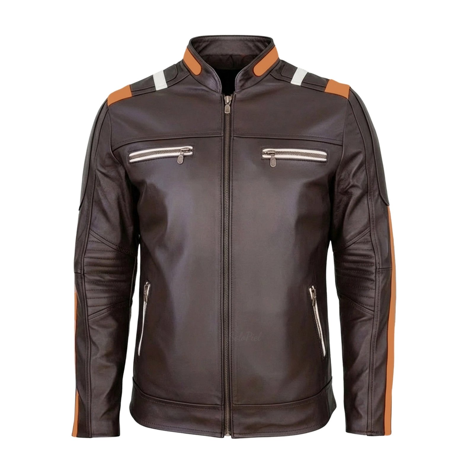 Chamarra de Piel de Borrego Para Caballero Combinada Con Franjas Lucca