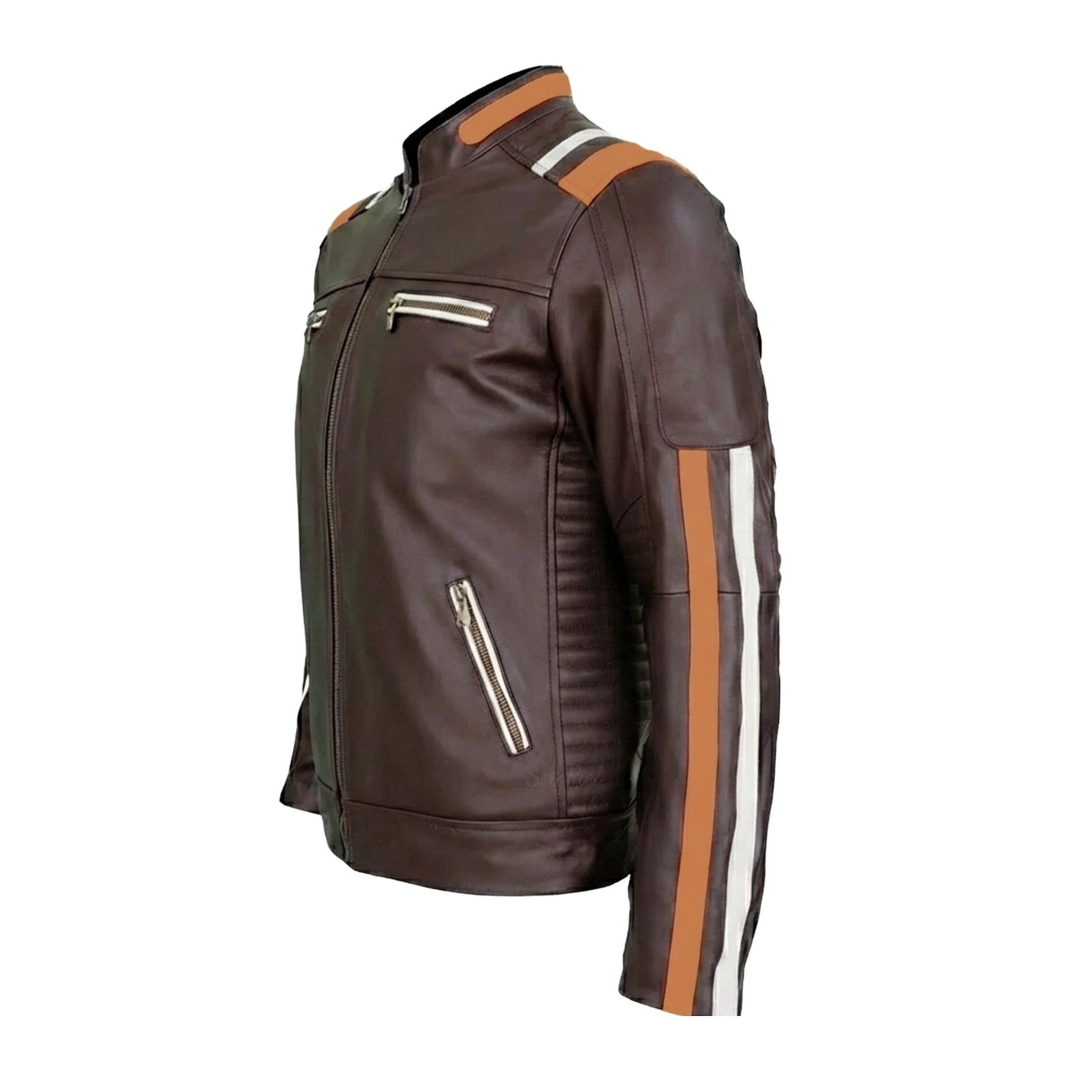 Chamarra de Piel de Borrego Para Caballero Combinada Con Franjas Lucca - Image 2