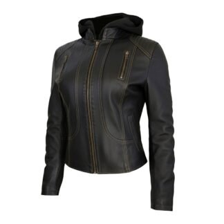 Chamarra de Piel de Borrego para Dama Con Capucha Desmontable Nancy