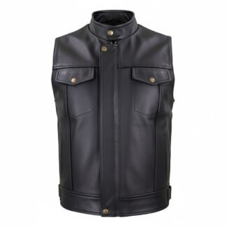 Chaleco de Piel Gruesa Para Caballero Biker