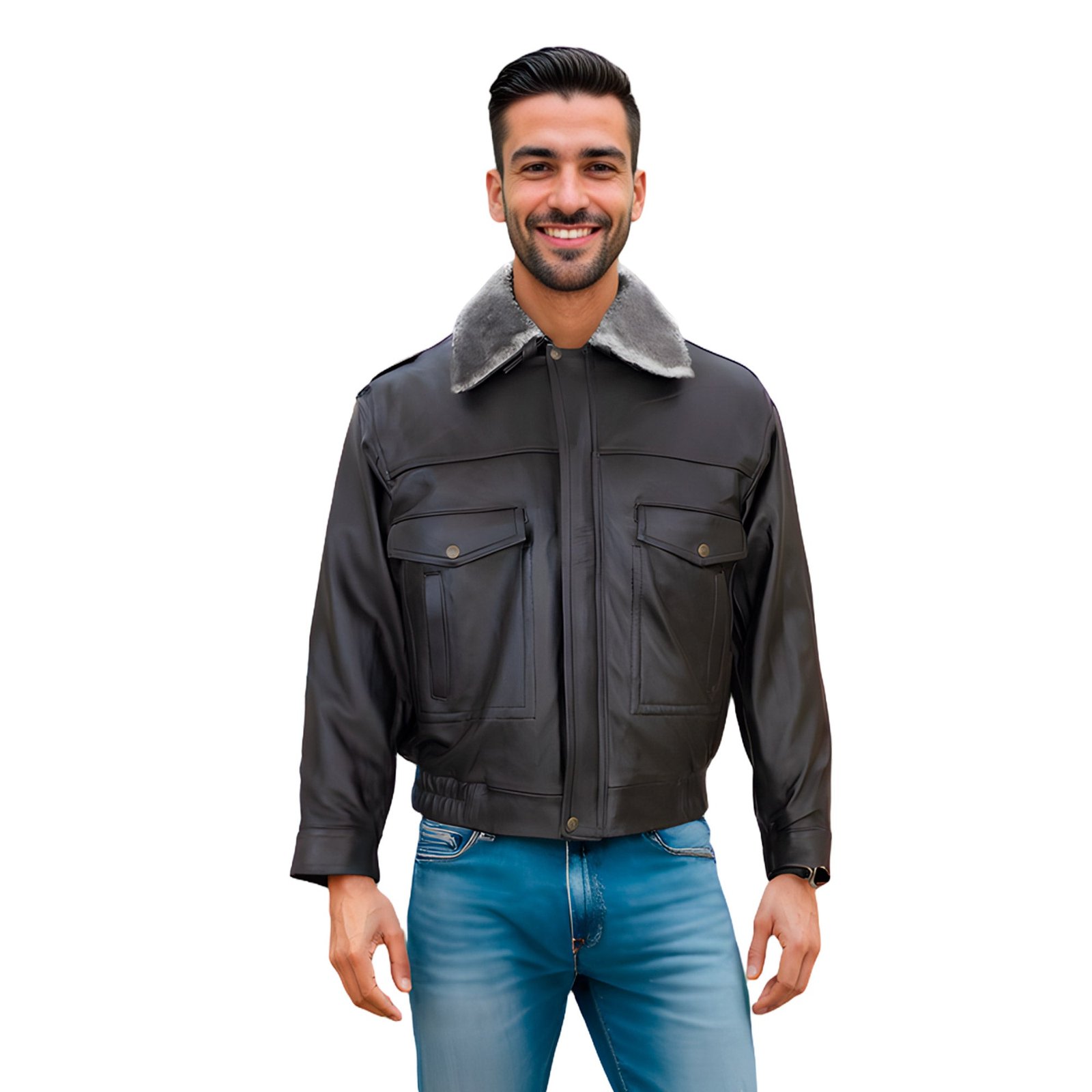 Chamarra de Piel de Borrego para Caballero Con Cuello y Forro Desmontables Piloto - Image 6