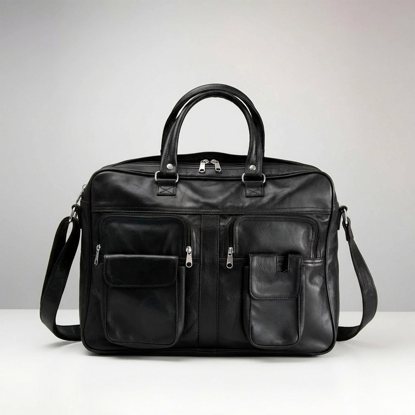 Portafolio Fabricado en Piel de Res de Para Laptop de 17" con Acojinado Diversos Compartimentos y Correa de Sujeción - Image 5