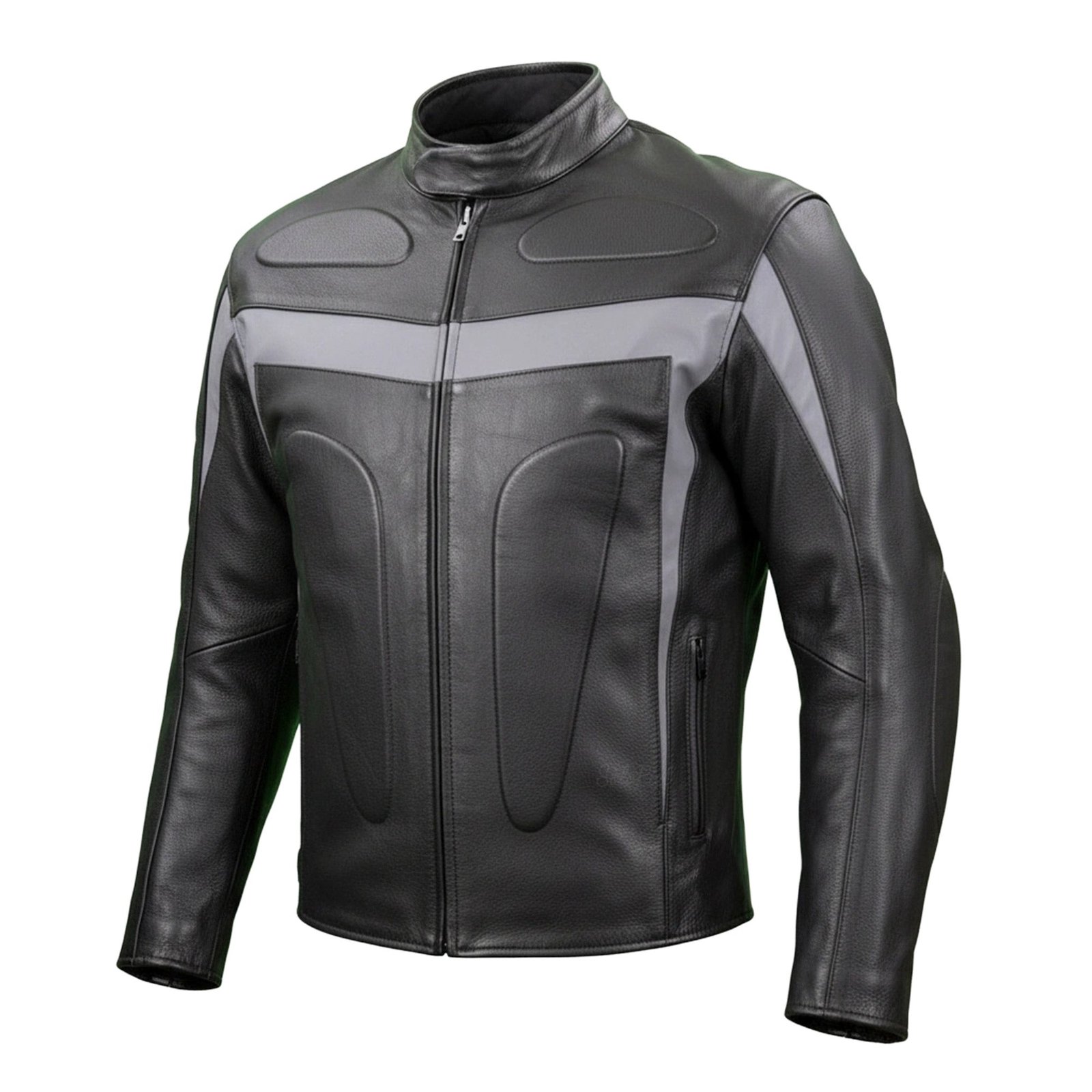 Chamarra de Piel de Res Gruesa para Caballero con Reflejantes y Protecciones Biker - Image 3