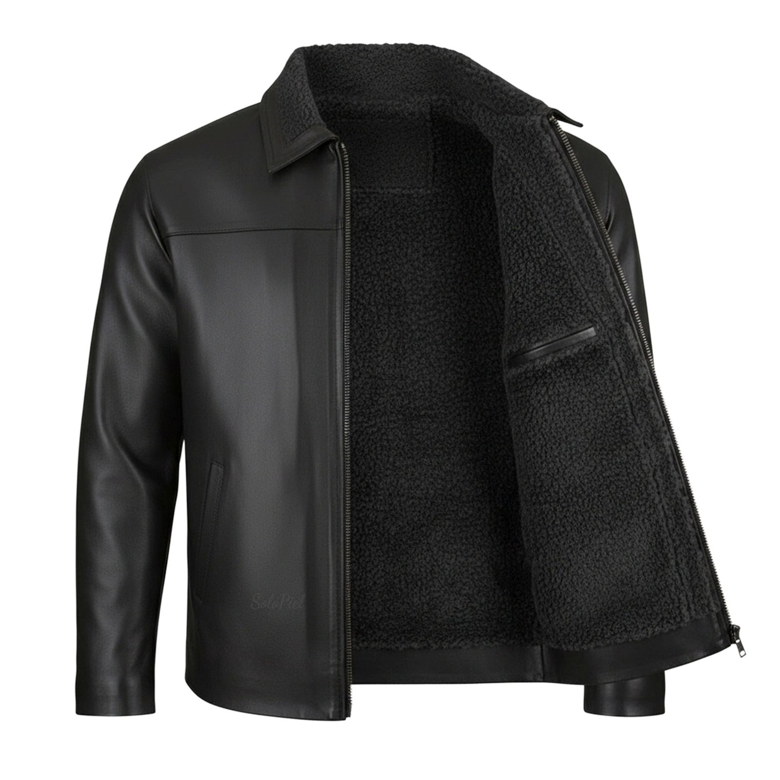 Chamarra de Piel de Borrego para Caballero Con Forro de Lana Sintética Ruso - Image 4