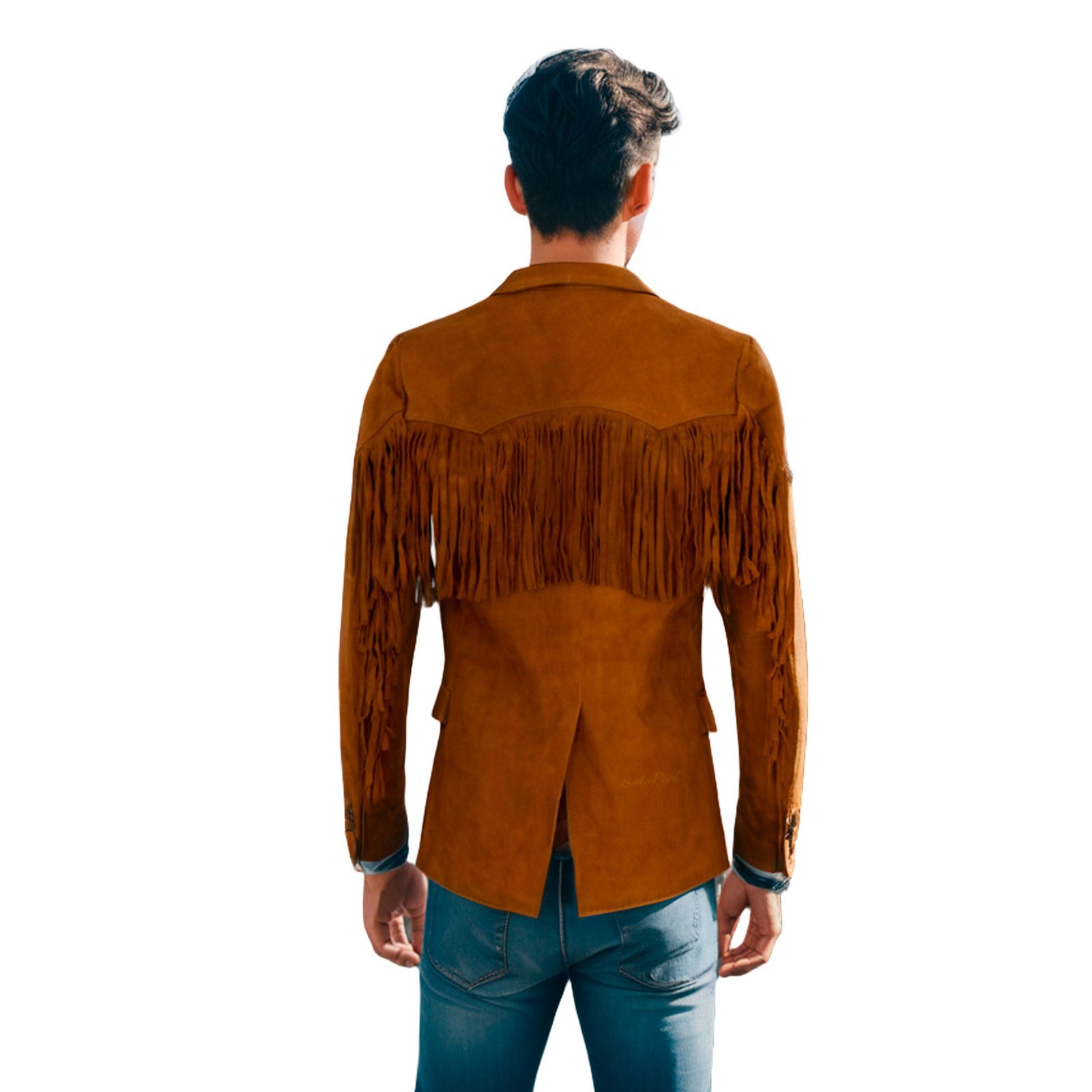 Saco Vaquero de Piel de Borrego Acabado Nobuck con Barbas Estilo Tamaulipeco para Caballero Christian - Image 5