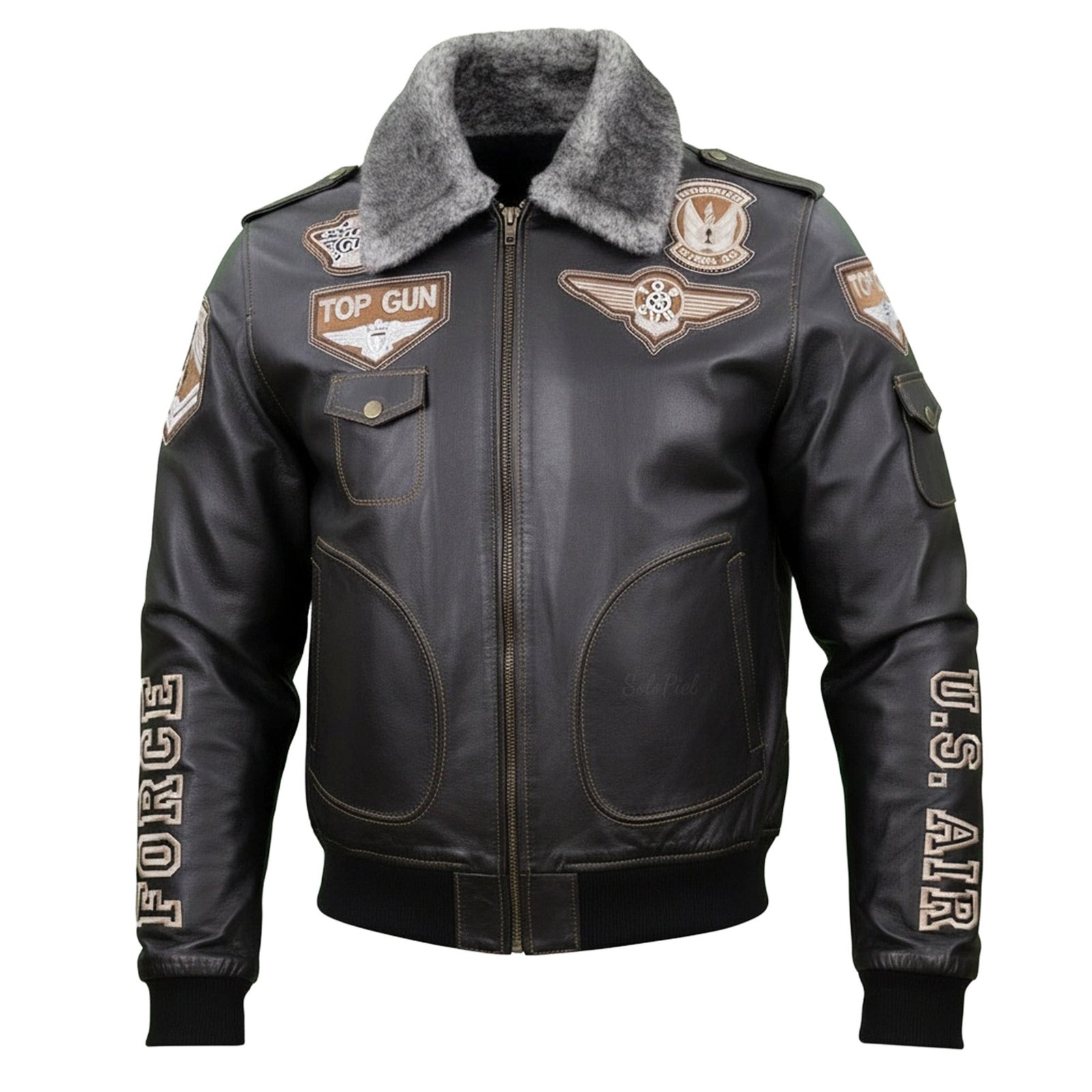 Chamarra de Piel de Borrego para Caballero Cuello Desmontable Piloto TopGun - Image 4