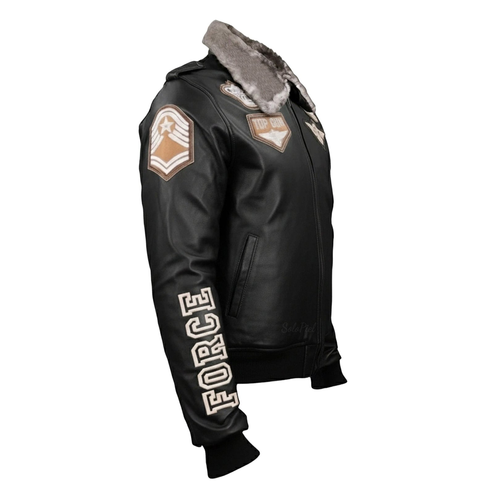 Chamarra de Piel de Borrego para Caballero Cuello Desmontable Piloto TopGun - Image 7