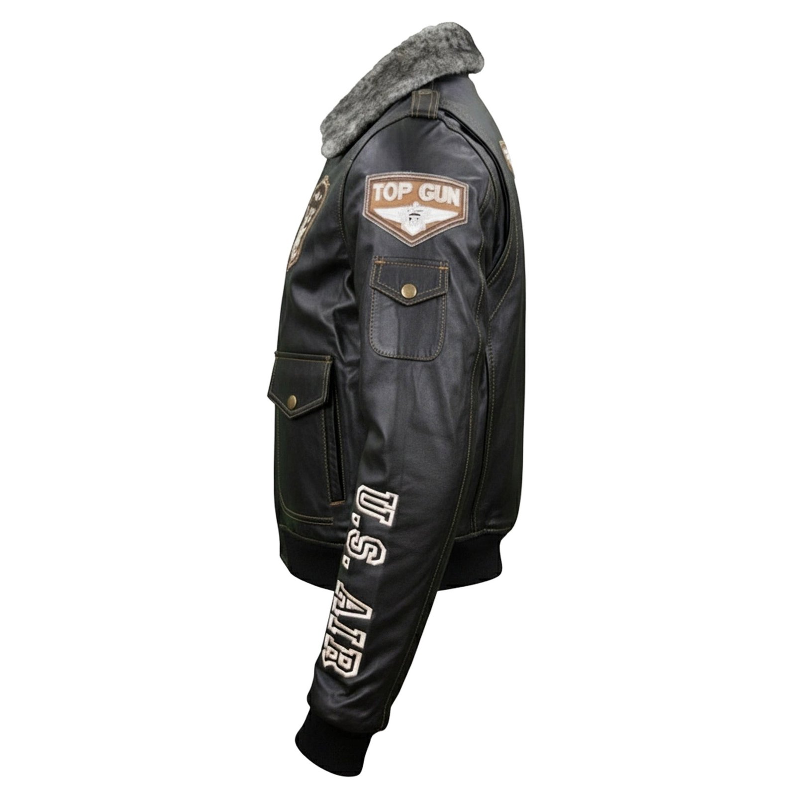 Chamarra de Piel de Borrego para Caballero Cuello Desmontable Piloto TopGun - Image 6