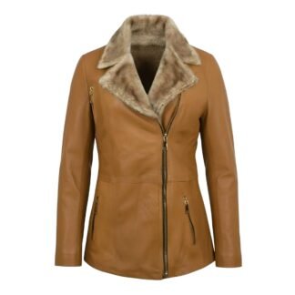 Chamarra de Piel de Borrego para Dama Corte Cazadora Con Forro de Borrega Yamilet