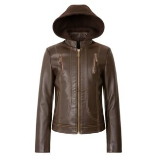 Chamarra de Piel Para Niña Con Capucha Desmontable Zoe